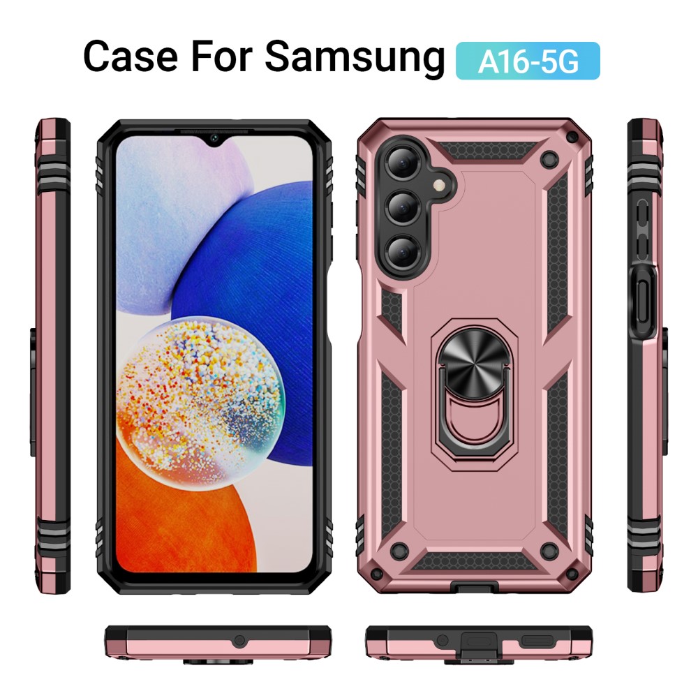 Samsung Galaxy A16 Skal Shockproof Hybrid Ring Roséguld