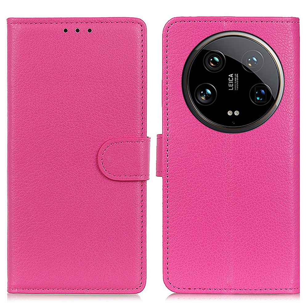 Xiaomi 14 Ultra Fodral Litchi Läder Rosa