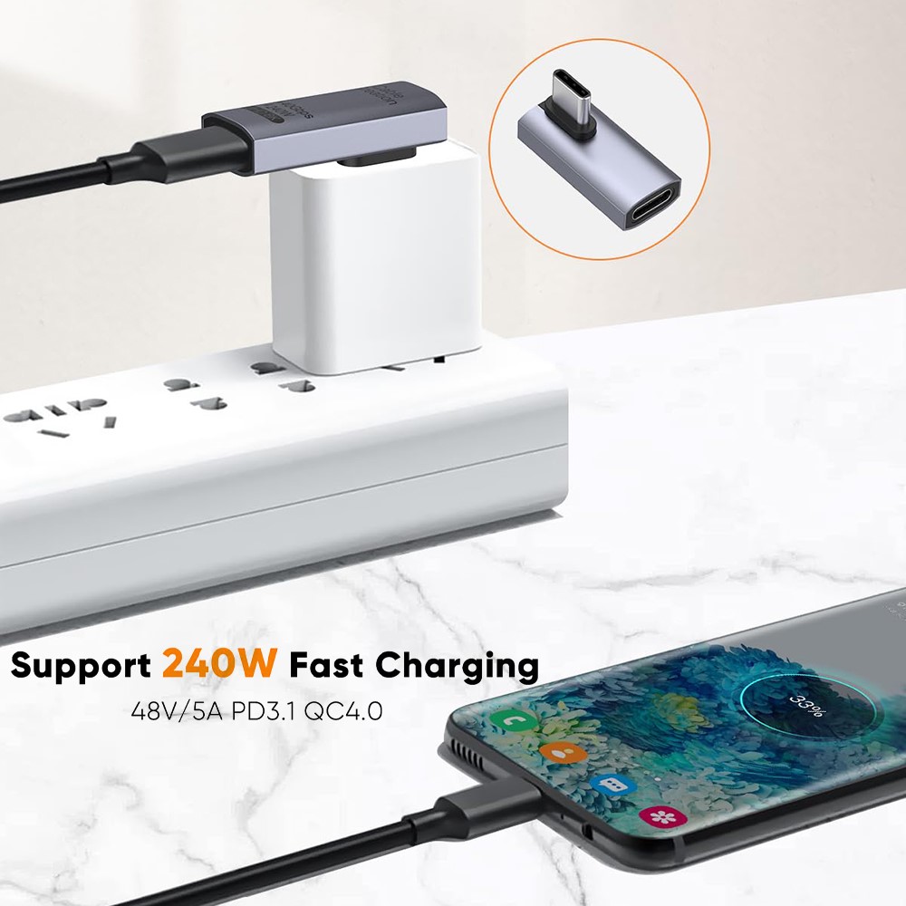 CableCreation USB-C Hona - USB-C Hane Adapter Grå