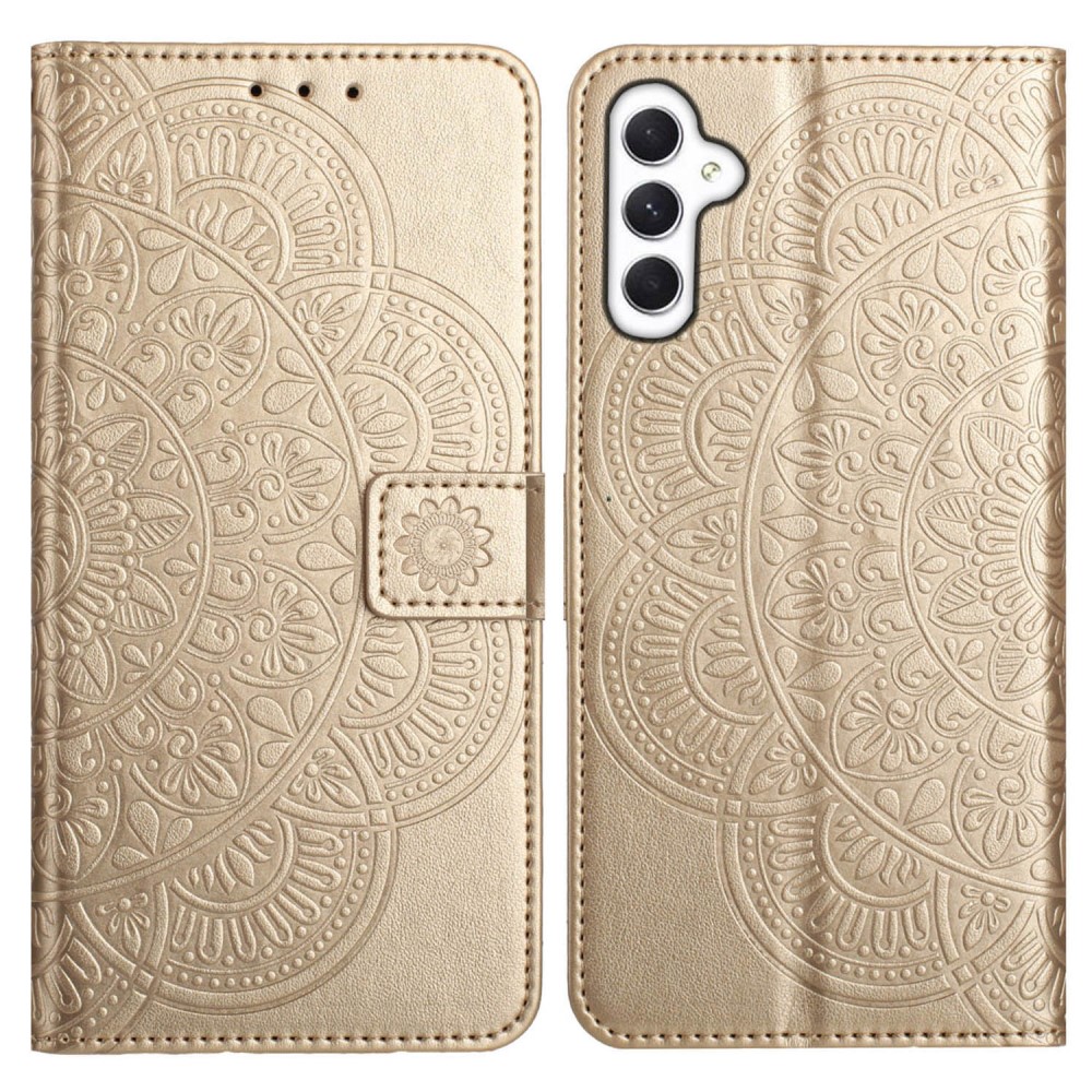 Samsung Galaxy A16 / A26 5G Fodral Mandala Läder Guld