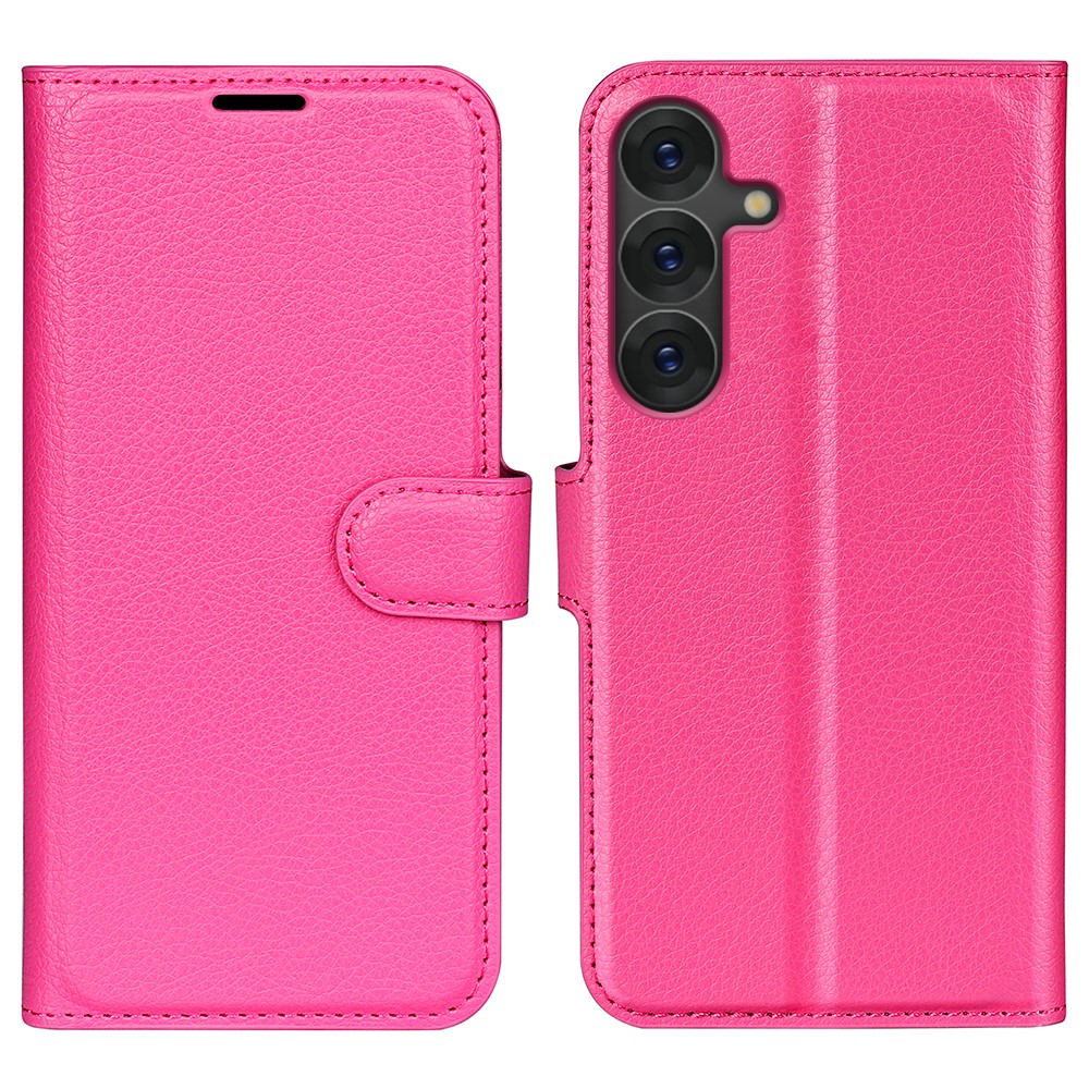 Samsung Galaxy S25 Plus Fodral Litchi Läder Rosa