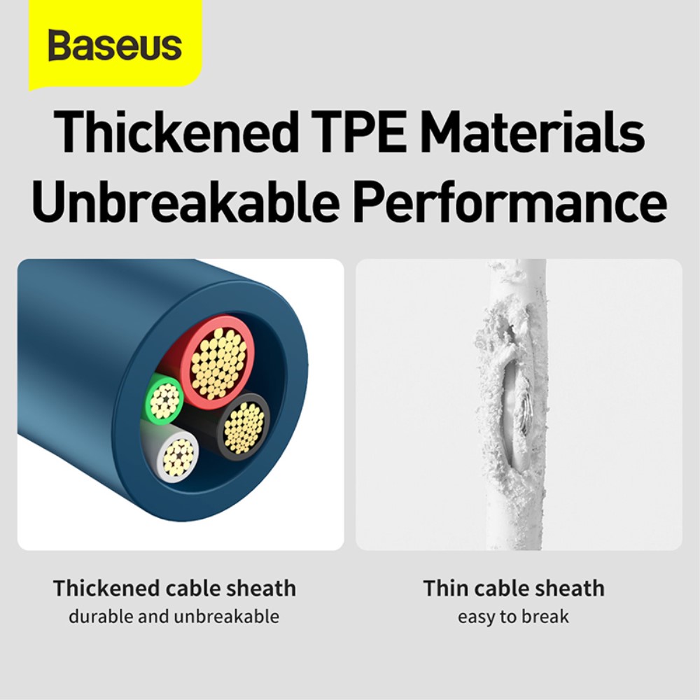 BASEUS 1.5 m 3in1 USB-C/Lightning/MicroUSB Blå