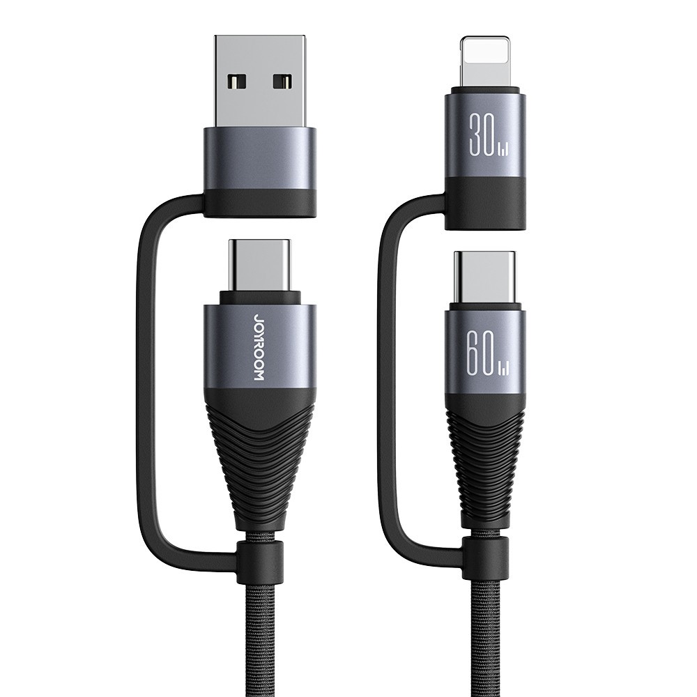 Joyroom 1.2 m 4in1 USB-C/USB-A - USB-C / Lightning Svart