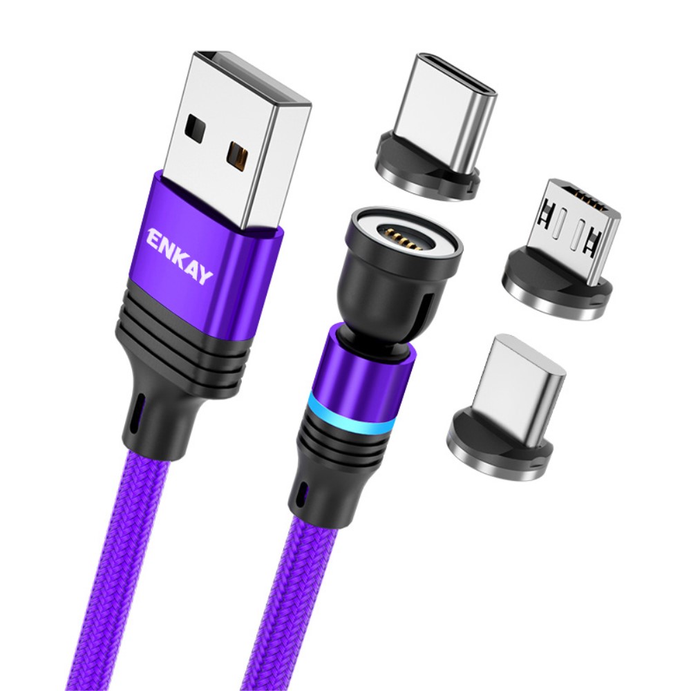 ENKAY 1 m 3in1 USB-C / Lightning / MicroUSB 360° Magnetkabel