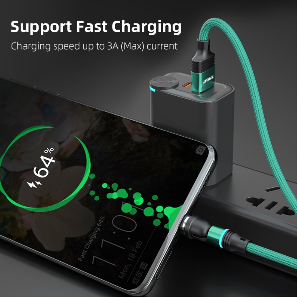 ENKAY 1 m 3in1 USB-C / Lightning / MicroUSB 360° Magnetkabel