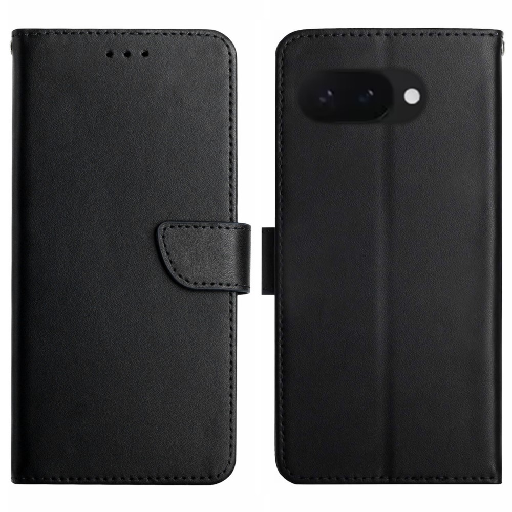 Google Pixel 9a Fodral Äkta Läder Svart