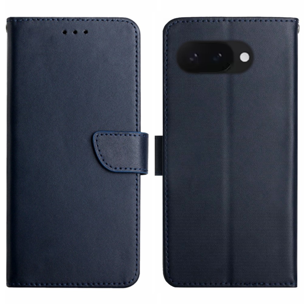 Google Pixel 9a Fodral Äkta Läder Mörk Blå