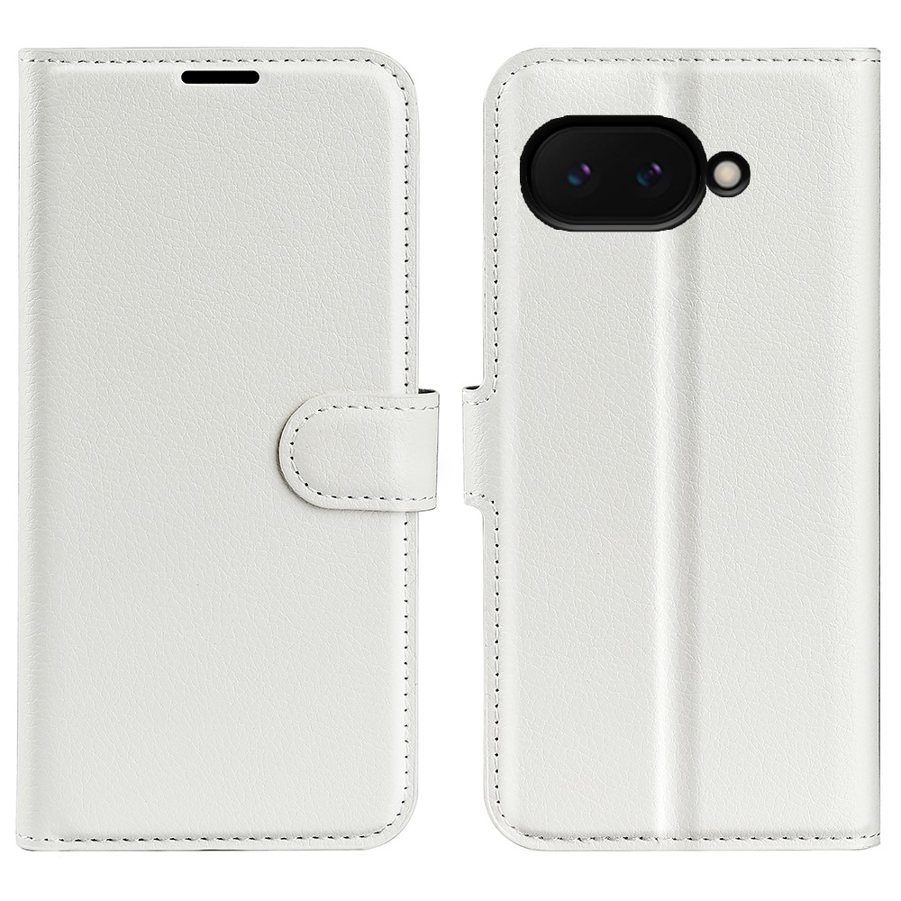 Google Pixel 9a Fodral Litchi Läder Vit