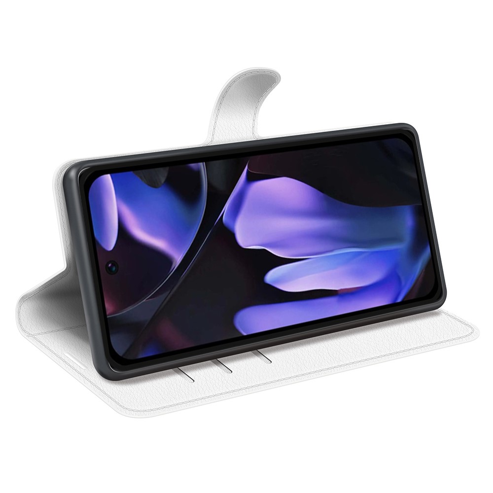 Google Pixel 9a Fodral Litchi Läder Vit