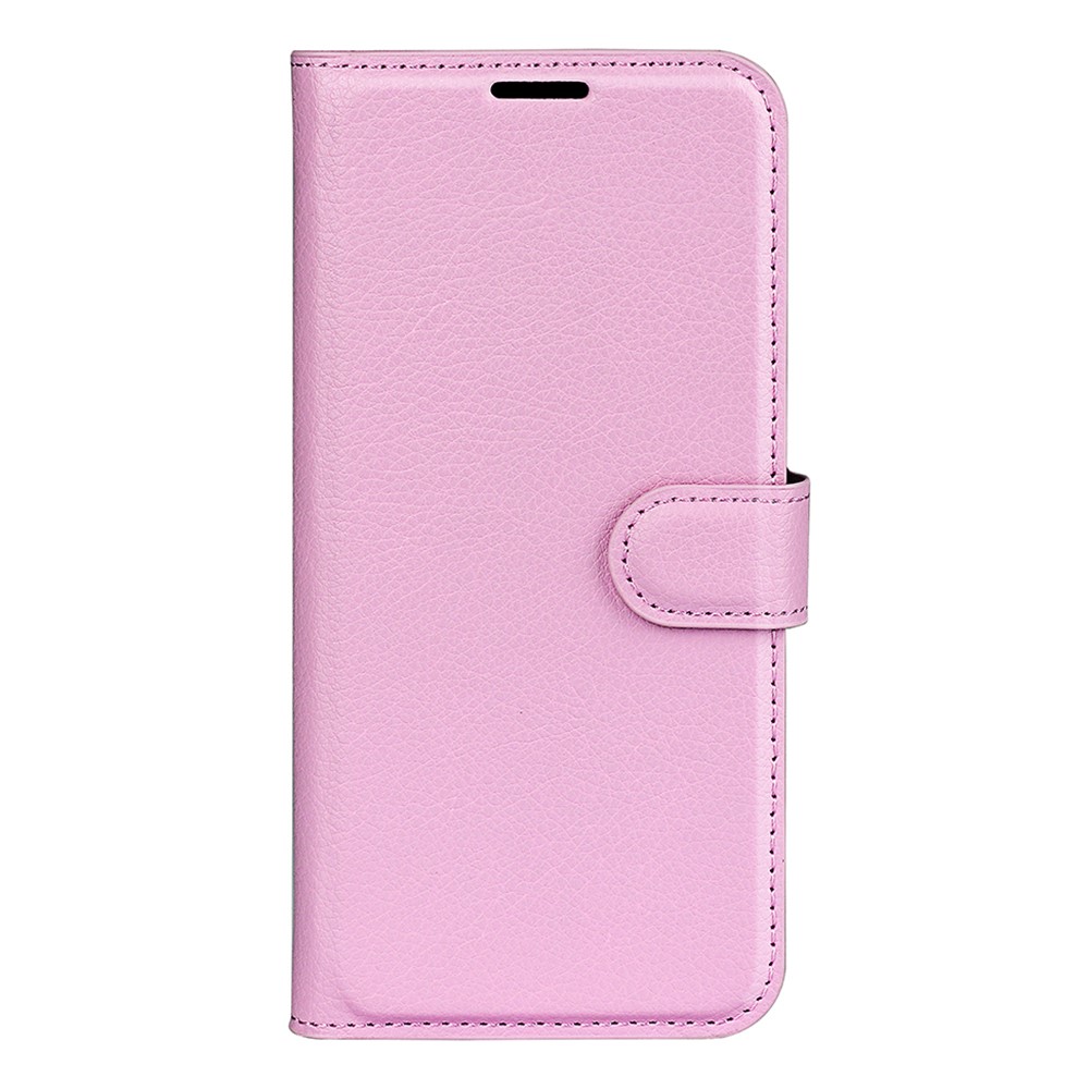 Google Pixel 9a Fodral Litchi Läder Ljus Rosa