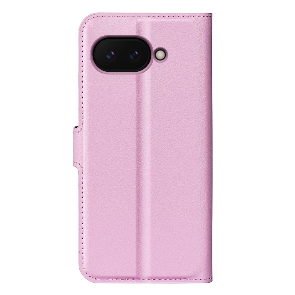 Google Pixel 9a Fodral Litchi Läder Ljus Rosa