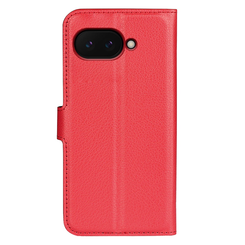 Google Pixel 9a Fodral Litchi Läder Röd
