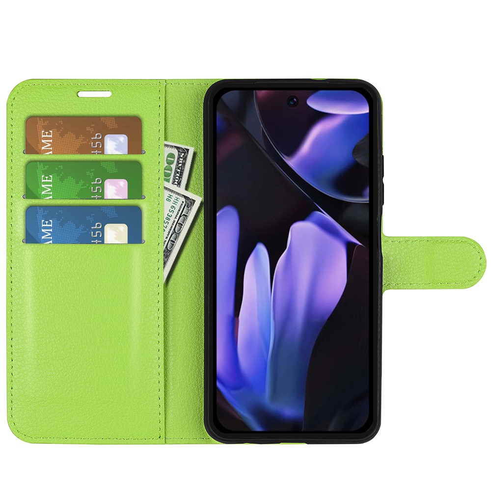 Google Pixel 9a Fodral Litchi Läder Grön