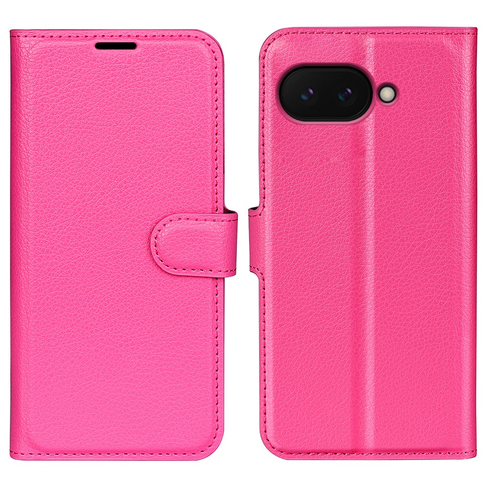 Google Pixel 9a Fodral Litchi Läder Rosa