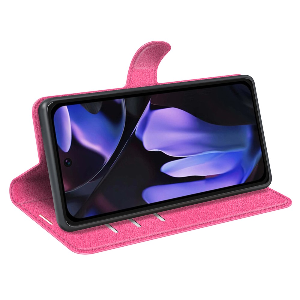 Google Pixel 9a Fodral Litchi Läder Rosa