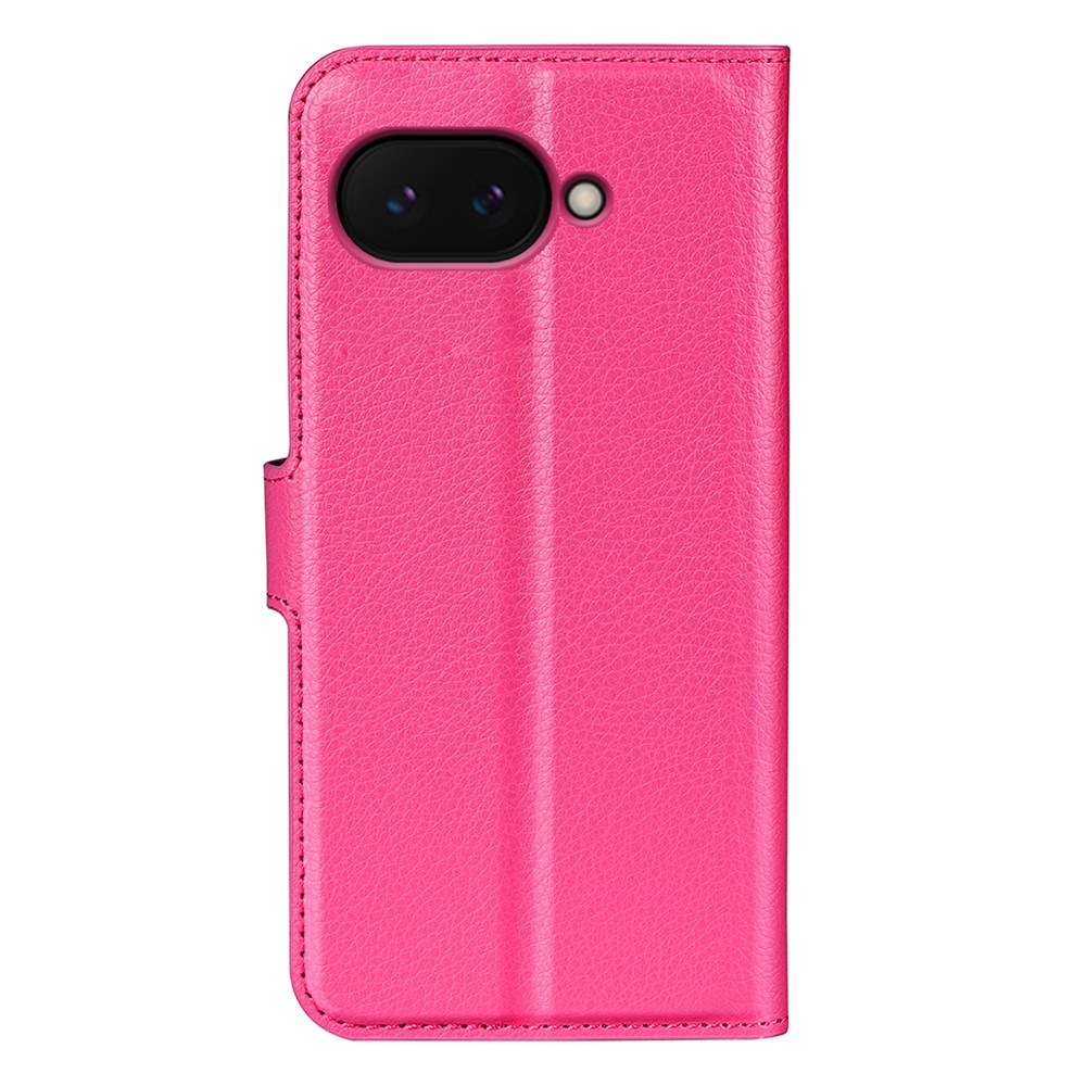 Google Pixel 9a Fodral Litchi Läder Rosa
