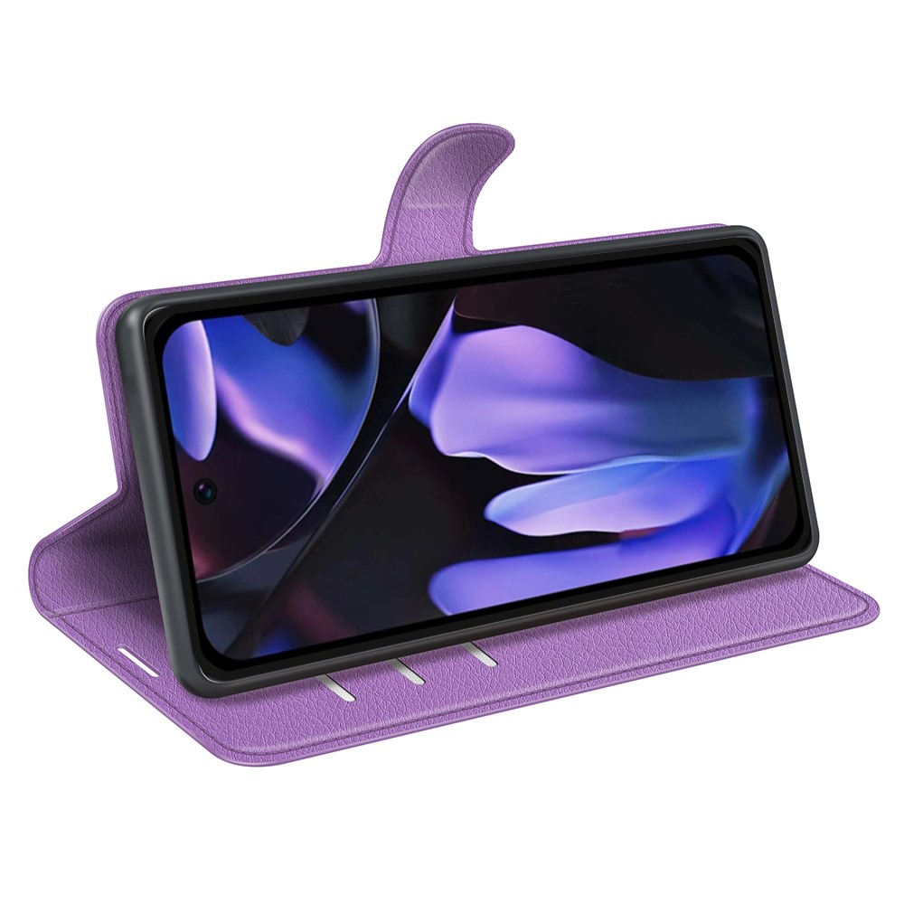Google Pixel 9a Fodral Litchi Läder Lila