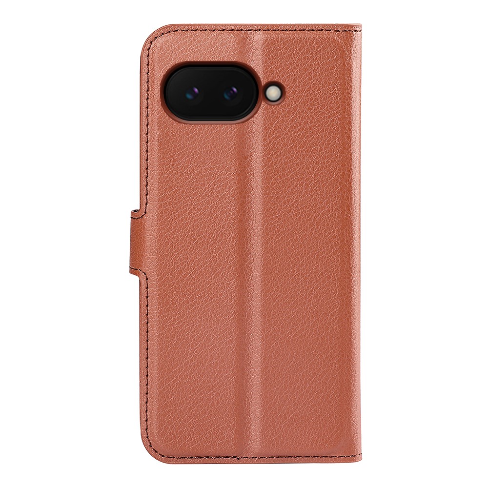 Google Pixel 9a Fodral Litchi Läder Brun