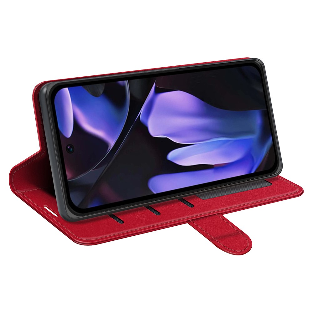 Google Pixel 9a Fodral Crazy Horse Läder Röd