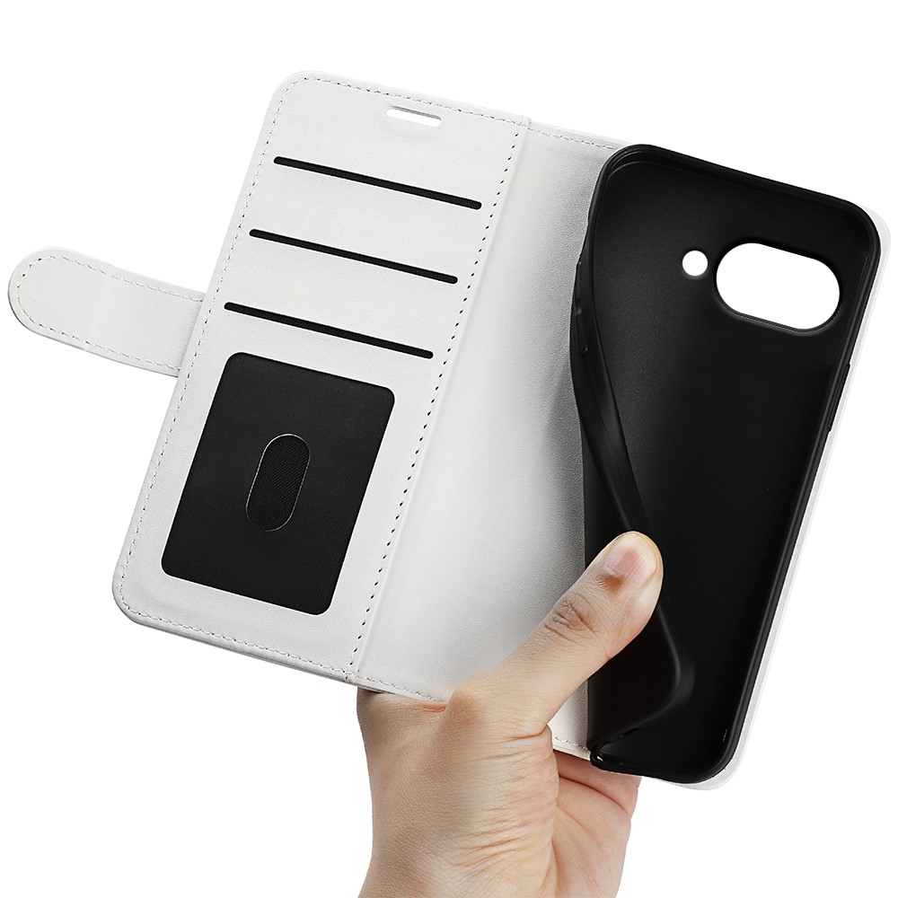 Google Pixel 9a Fodral Crazy Horse Läder Vit