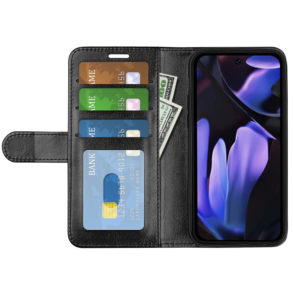 Google Pixel 9a Fodral Crazy Horse Läder Svart