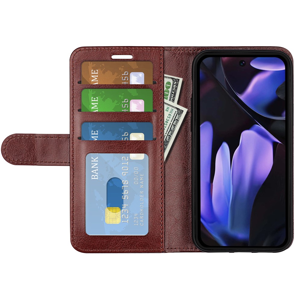 Google Pixel 9a Fodral Crazy Horse Läder Brun
