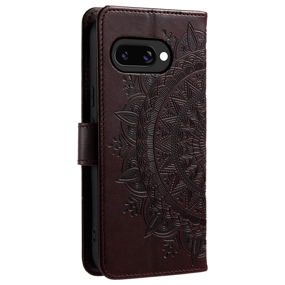 Google Pixel 9a Fodral Mandala Läder Brun