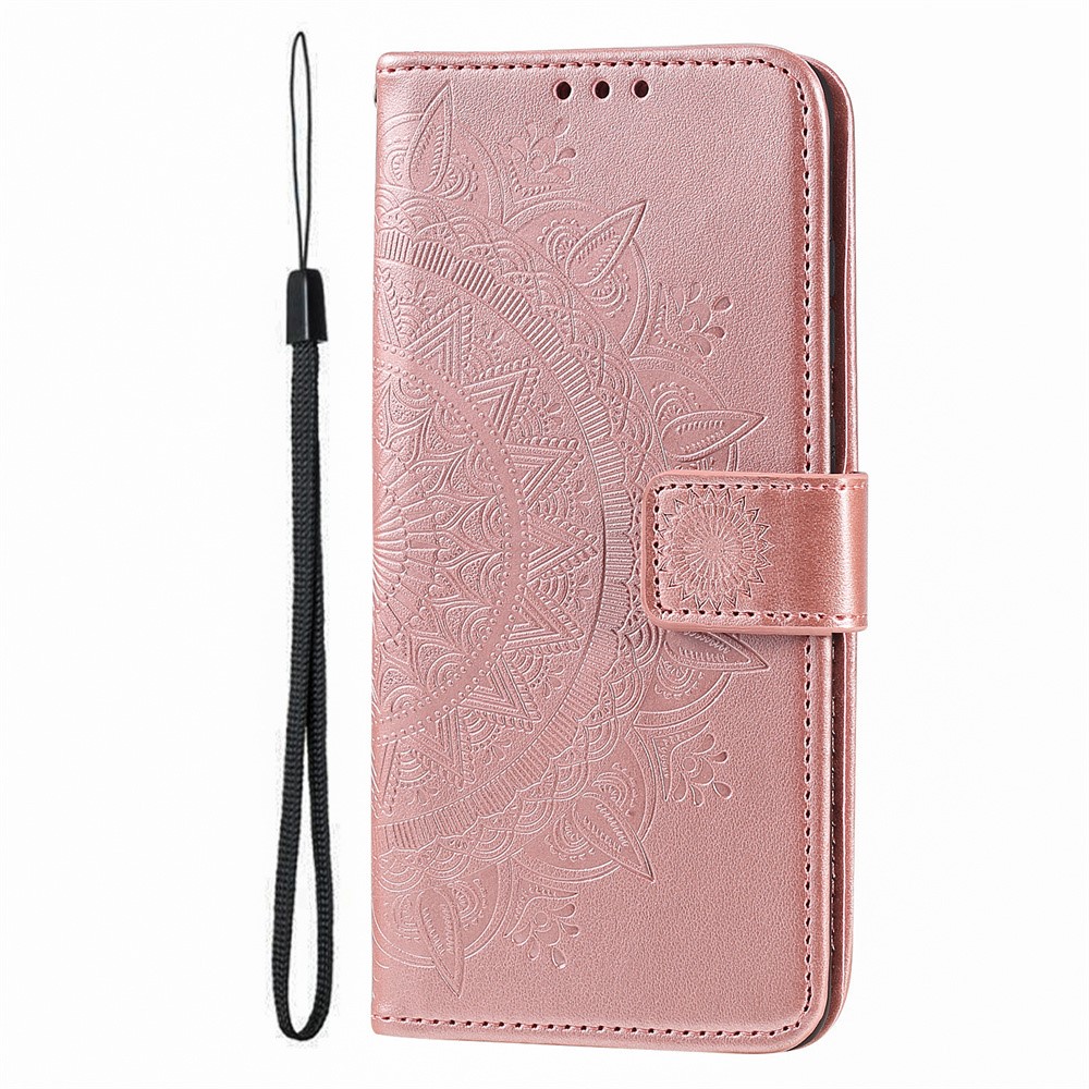 Google Pixel 9a Fodral Mandala Läder Roséguld