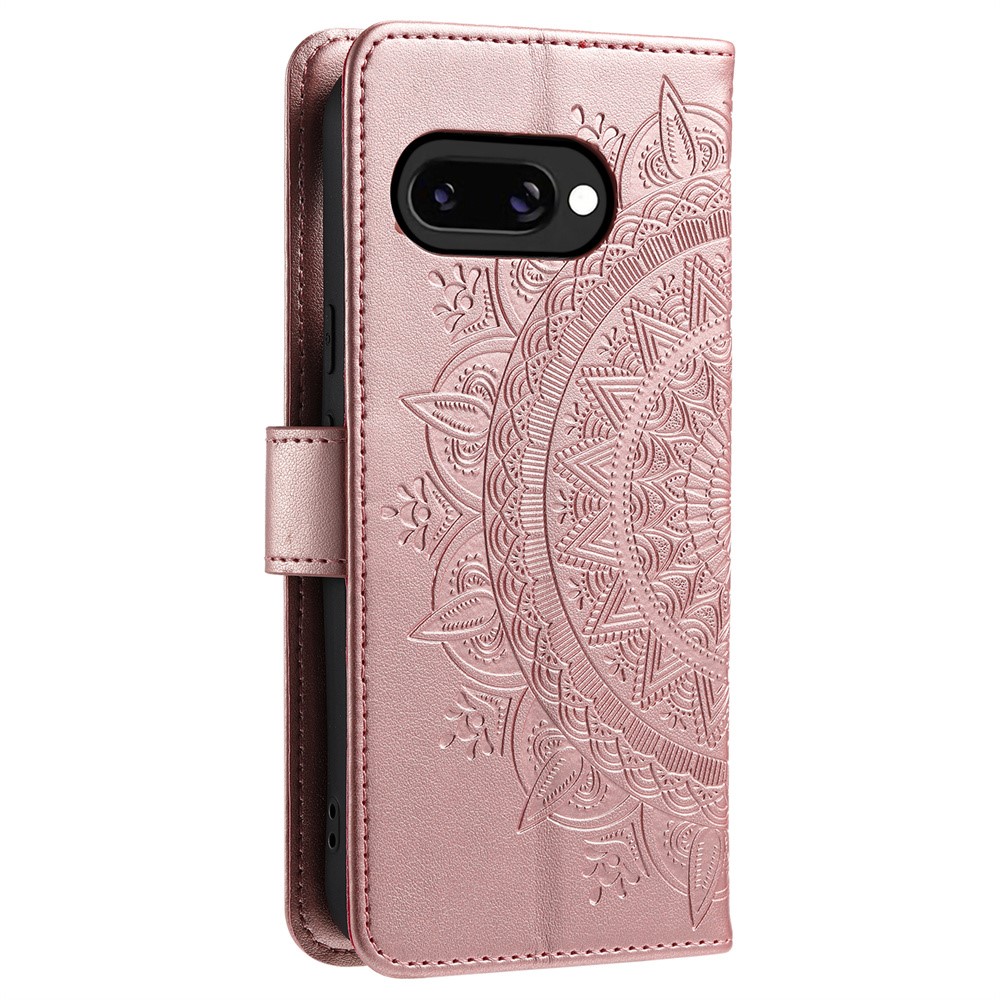 Google Pixel 9a Fodral Mandala Läder Roséguld