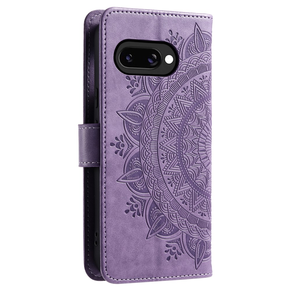 Google Pixel 9a Fodral Mandala Läder Lila