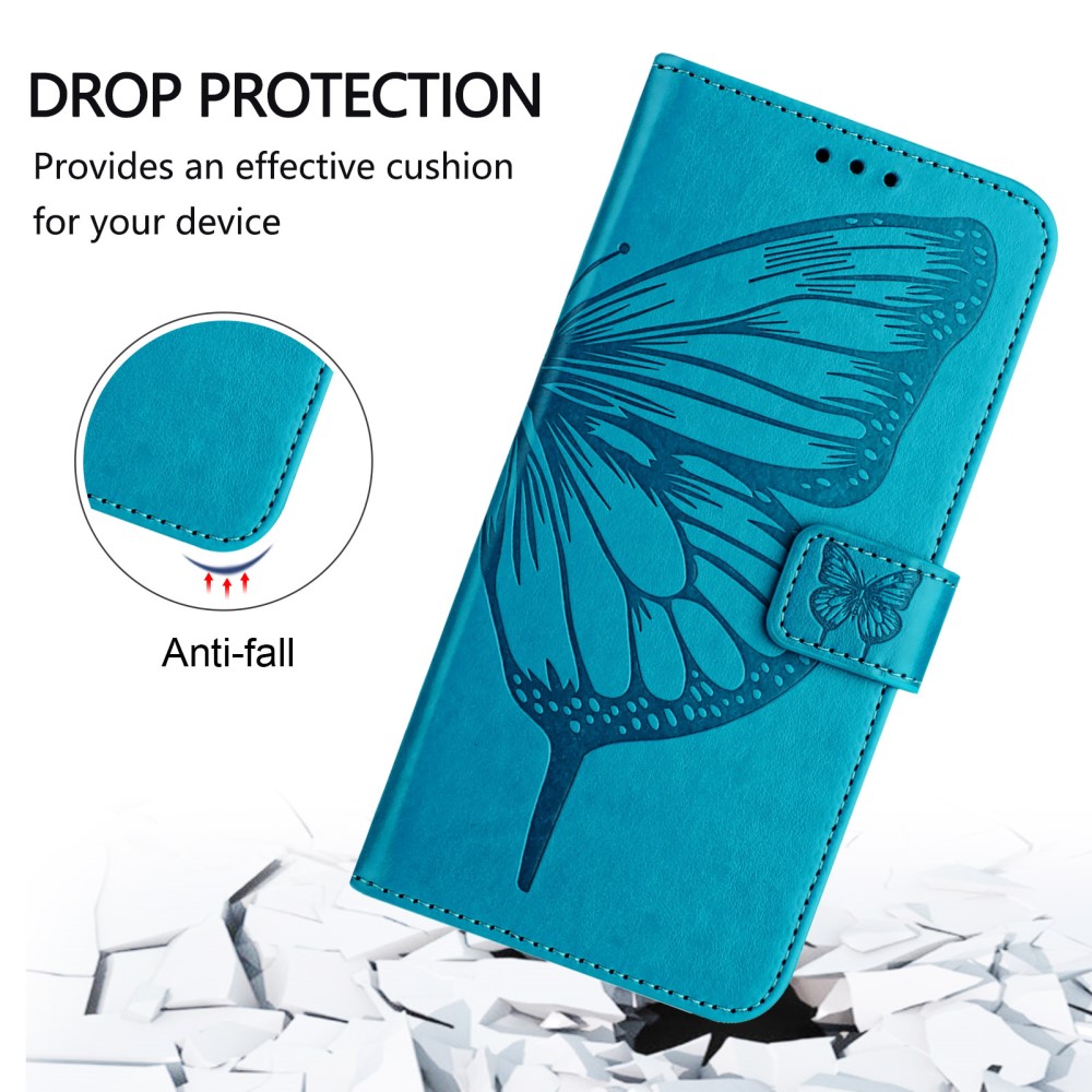 Google Pixel 9a Fodral Fjäril Tryck Blå