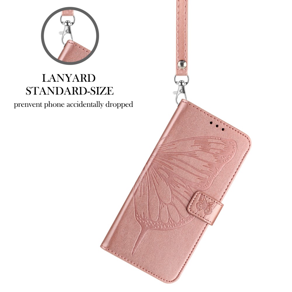 Google Pixel 9a Fodral Fjäril Tryck Roséguld