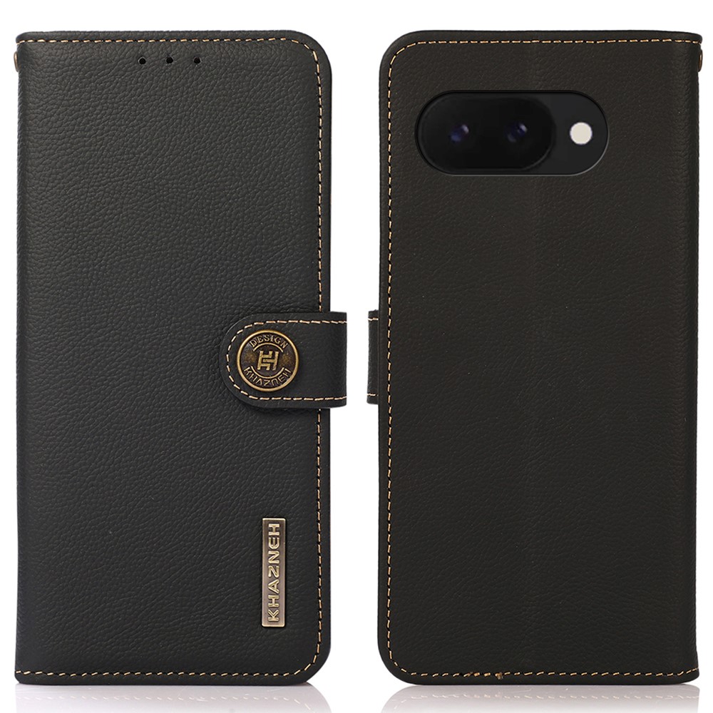 KHAZNEH Google Pixel 9a Fodral Äkta Läder Svart