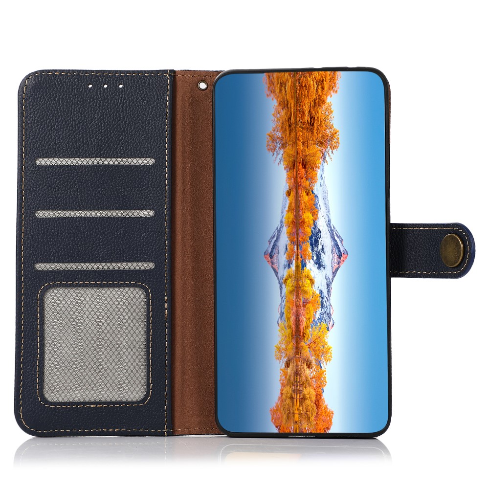 KHAZNEH Google Pixel 9a Fodral Äkta Läder Blå