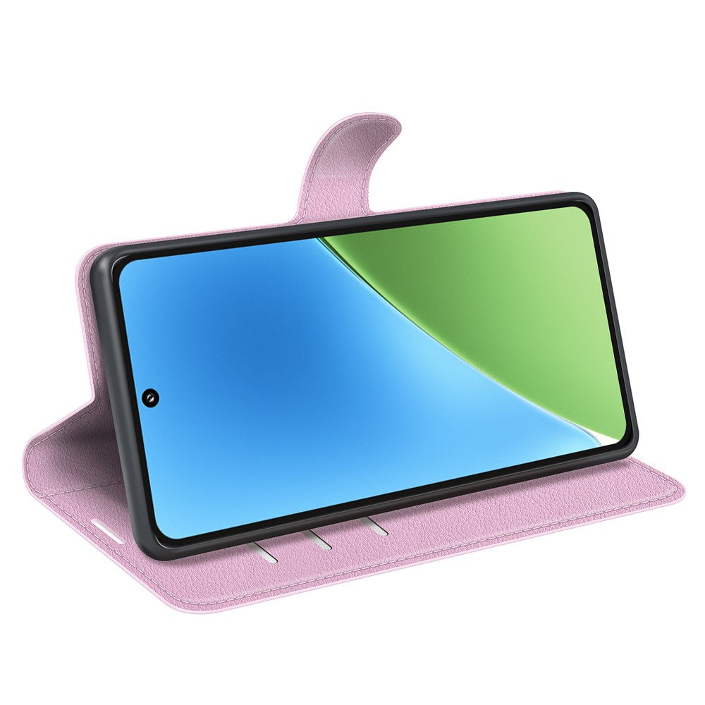 Xiaomi 15 Fodral Litchi Läder Ljus Rosa
