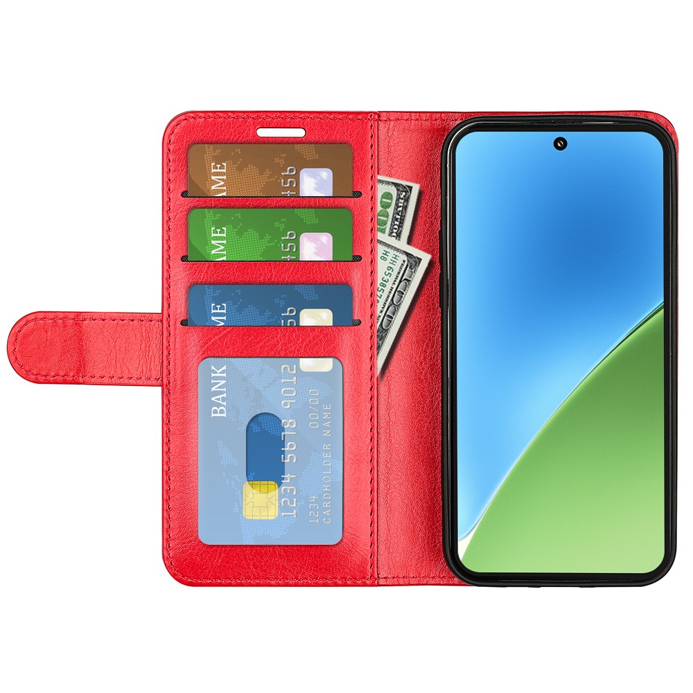 Xiaomi 15 Fodral Crazy Horse Läder Röd