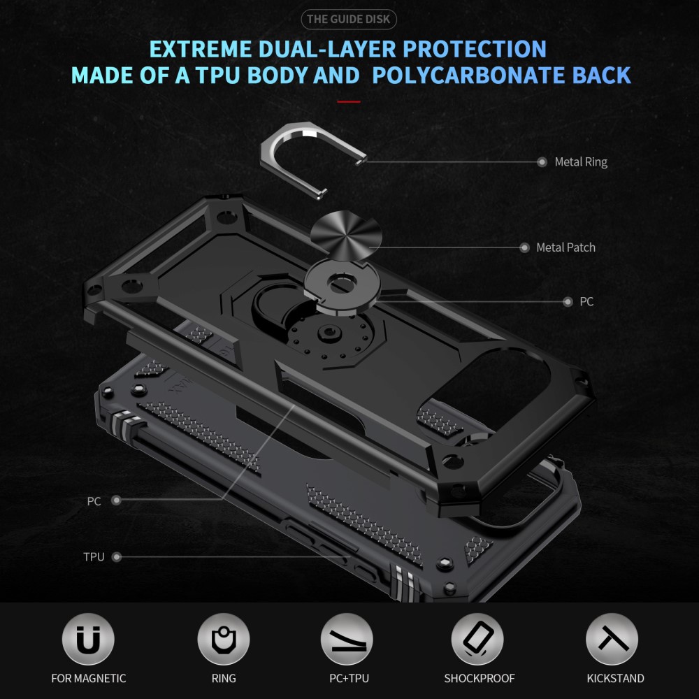 Google Pixel 9a Skal Shockproof Hybrid Ring Svart