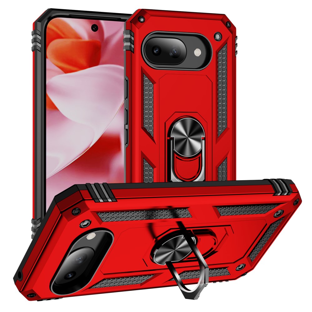 Google Pixel 9a Skal Shockproof Hybrid Ring Röd