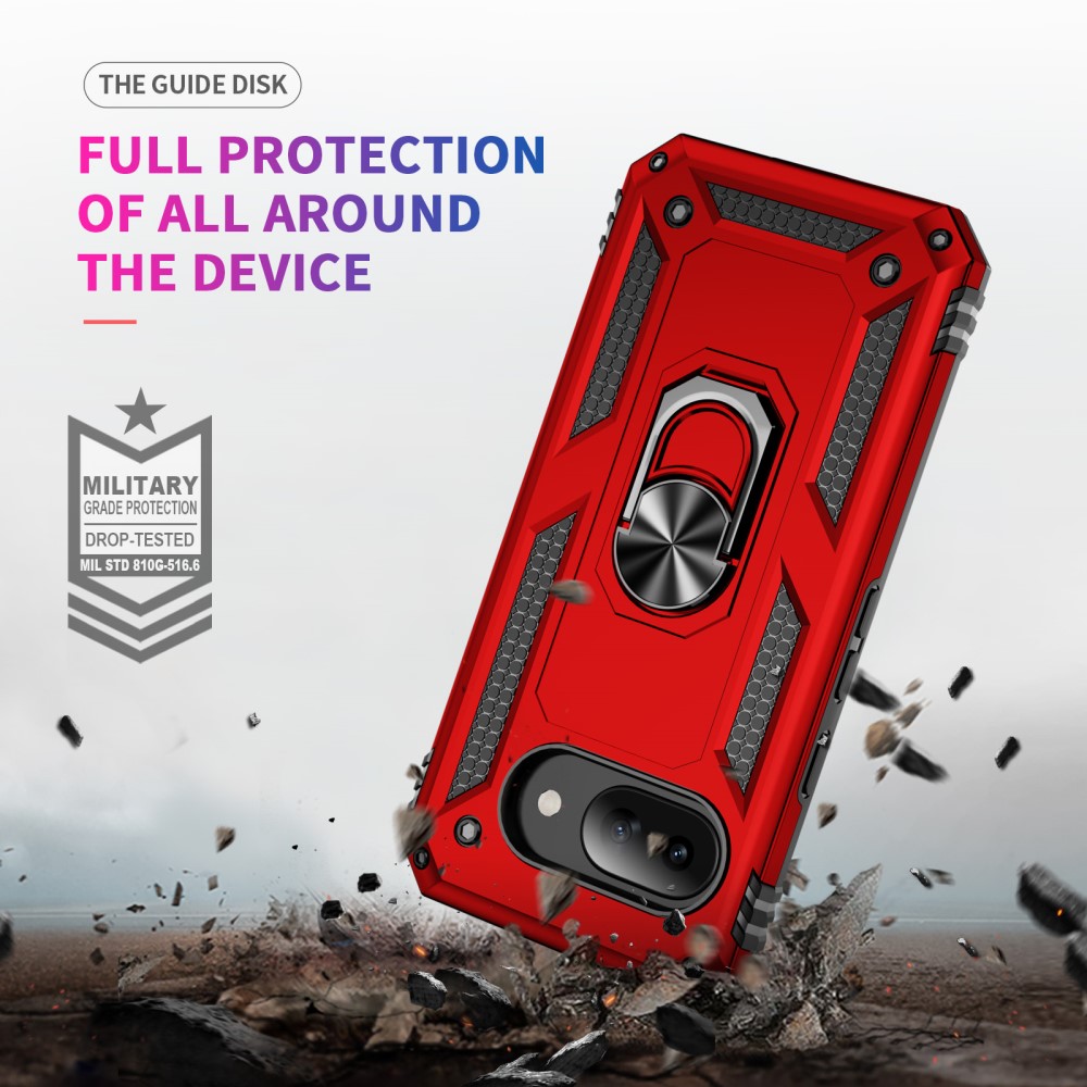 Google Pixel 9a Skal Shockproof Hybrid Ring Röd