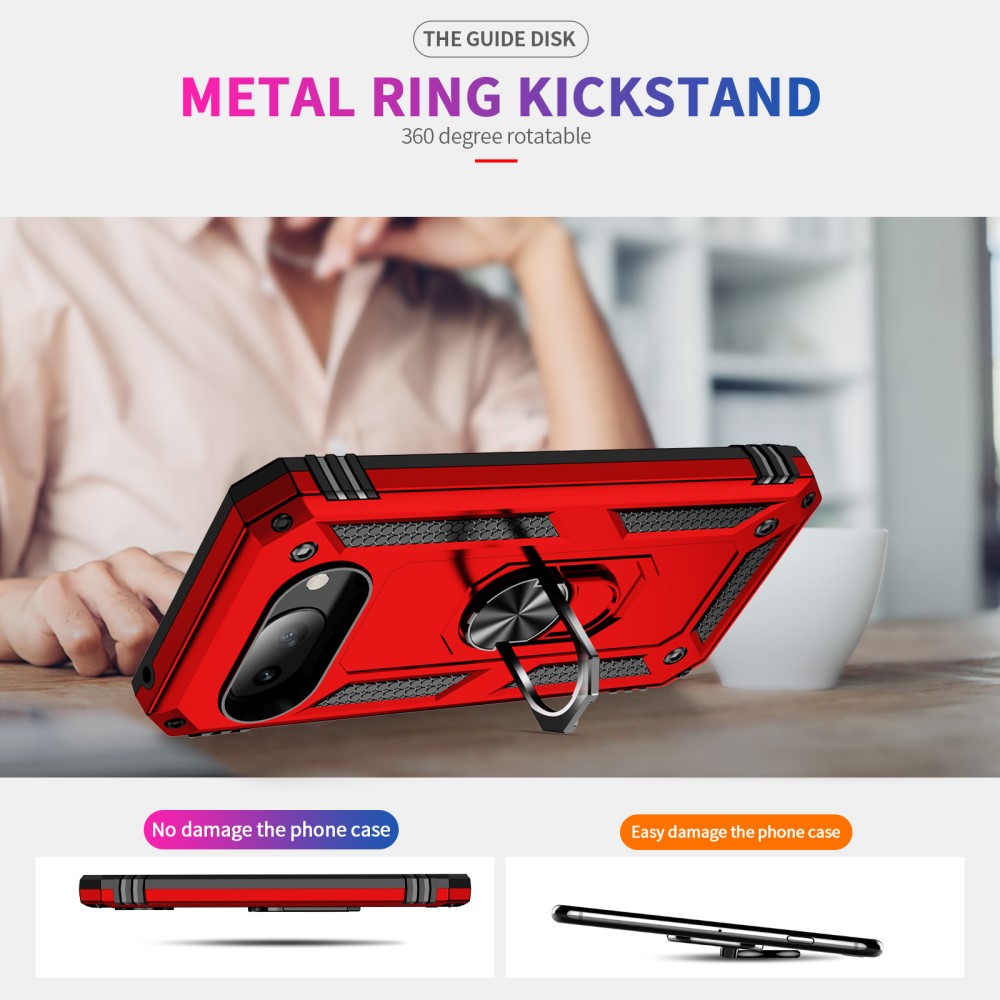 Google Pixel 9a Skal Shockproof Hybrid Ring Röd