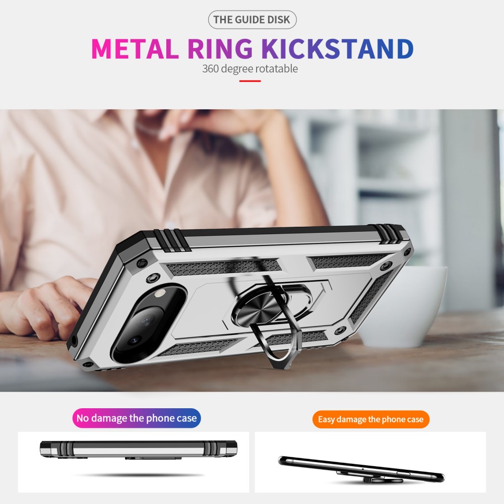 Google Pixel 9a Skal Shockproof Hybrid Ring Silver