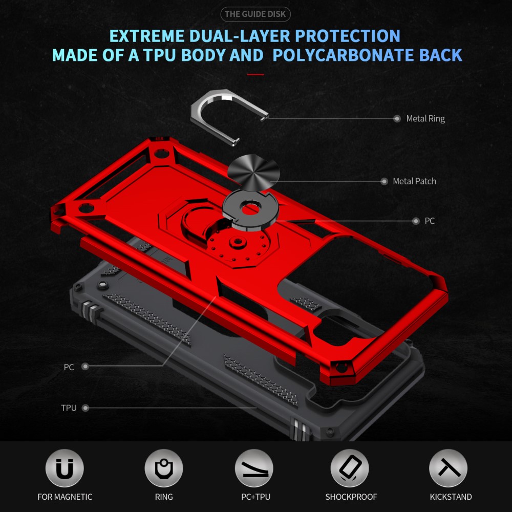Xiaomi 15 Skal Shockproof Hybrid Ring Röd