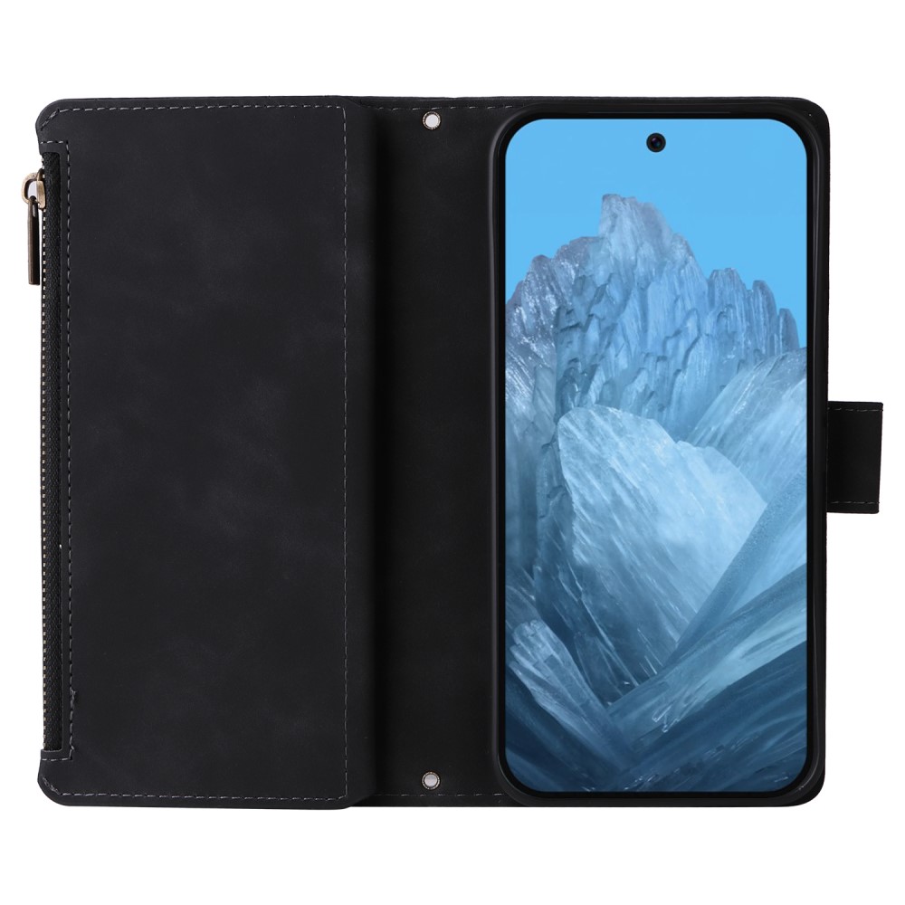 Google Pixel 9a Fodral Multifunktionellt Läder Svart