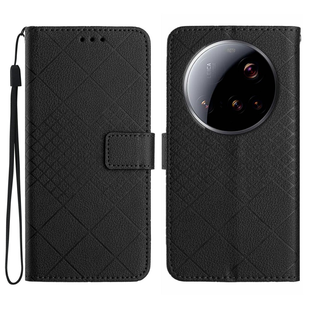 Xiaomi 15 Ultra Fodral Läder Rhombus Svart