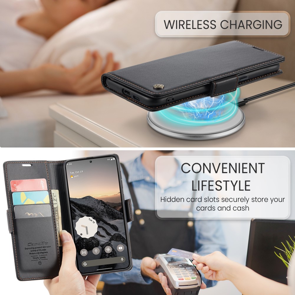 CASEME Google Pixel 9a Fodral RFID Läder Svart