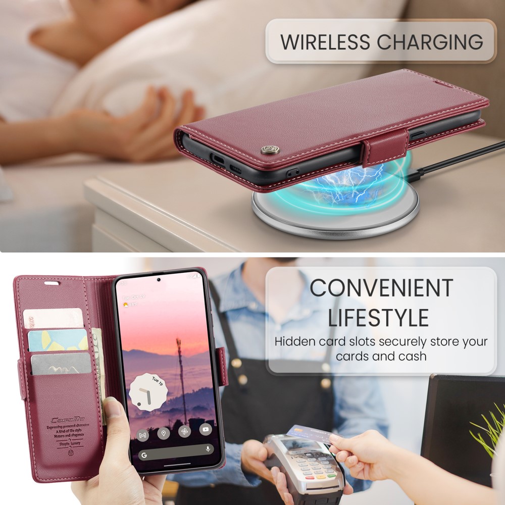 CASEME Google Pixel 9a Fodral RFID Läder Röd