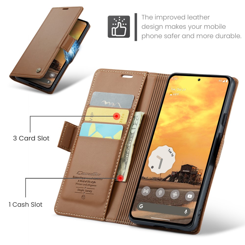 CASEME Google Pixel 9a Fodral RFID Läder Brun