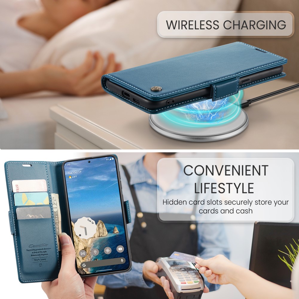 CASEME Google Pixel 9a Fodral RFID Läder Blå