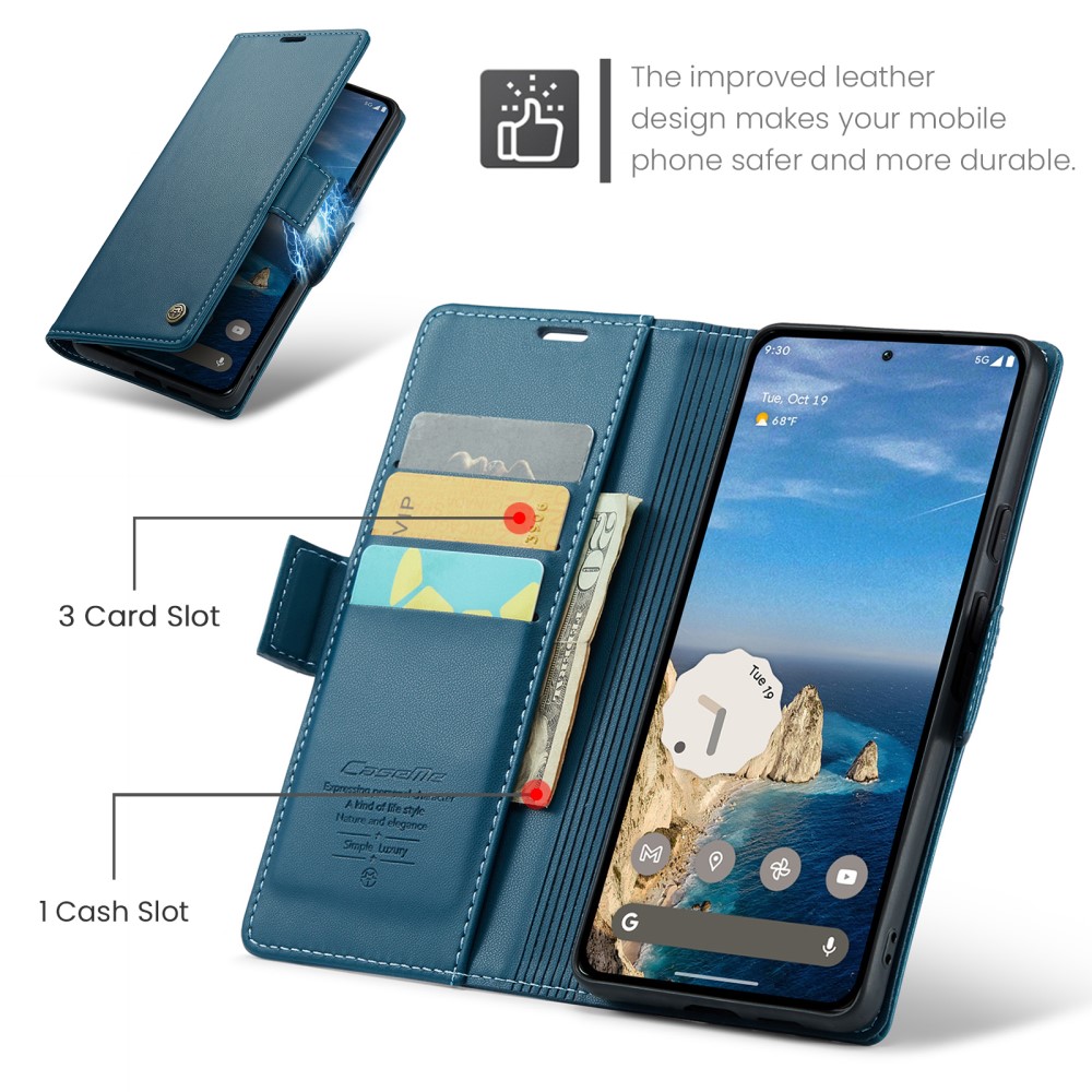 CASEME Google Pixel 9a Fodral RFID Läder Blå