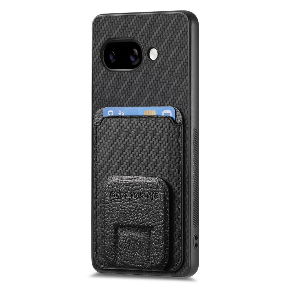 Google Pixel 9a Skal Korthållare Kickstand Kolfiber Textur